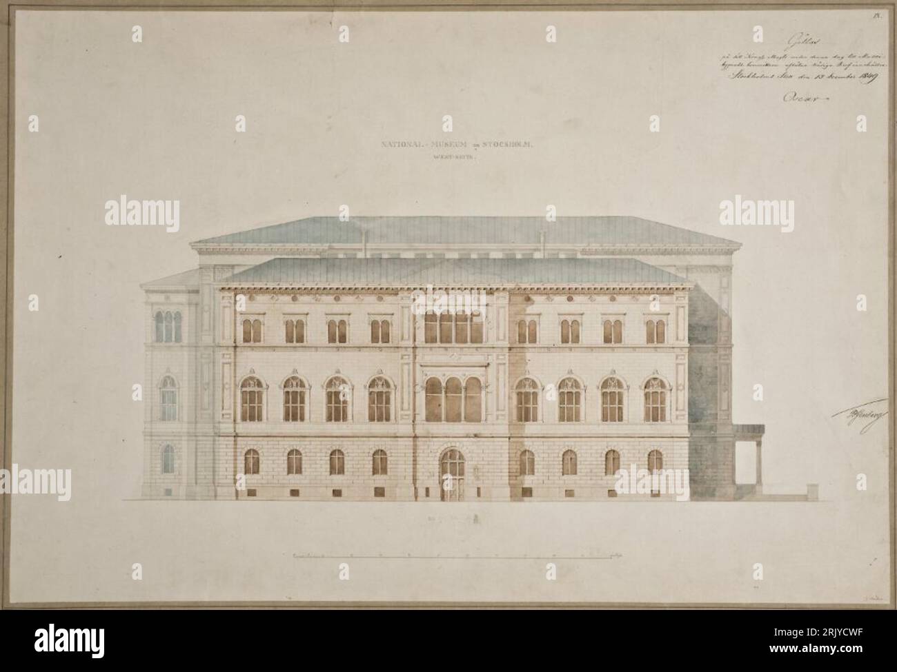 Nationalmuseum. Fasaden åt norr von Friedrich August Stüler Stockfoto