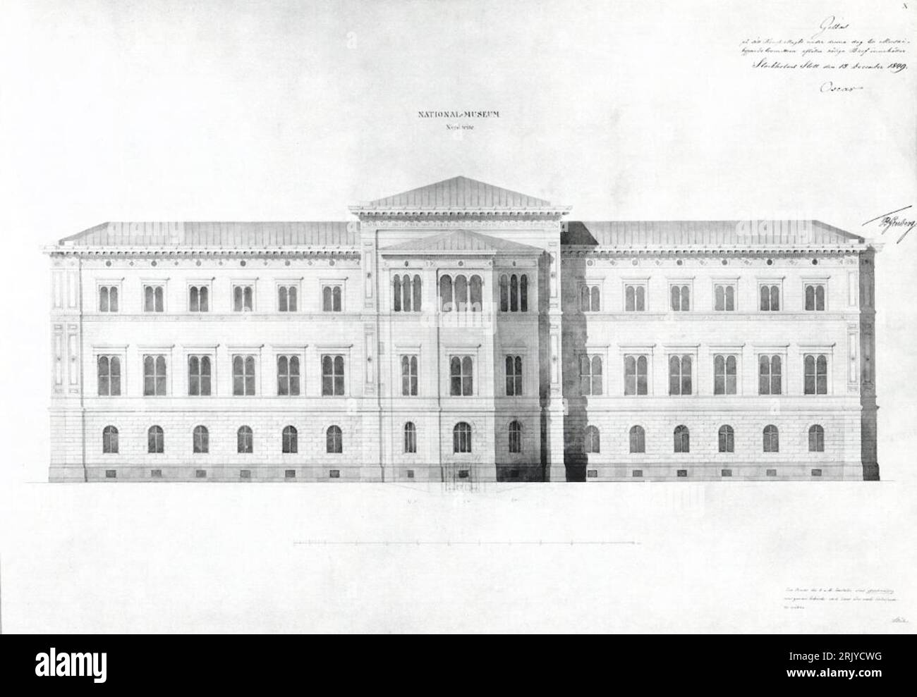 Nationalmuseum. Fasaden åt öster von Friedrich August Stüler Stockfoto