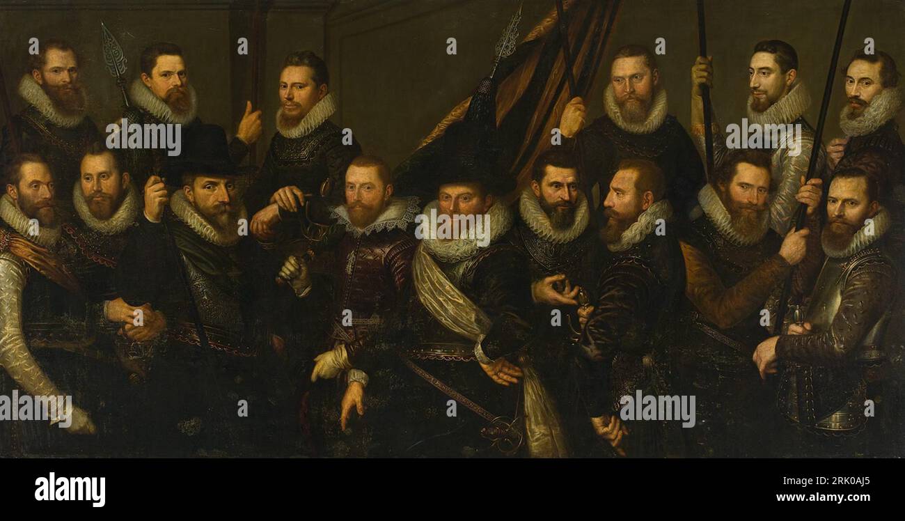 Schutters van de compagnie van kapitein Jonas Cornelisz. Witsen en luitenant Volckert Overlander zwischen 1612 und 1614 von Cornelis van der Voort Stockfoto
