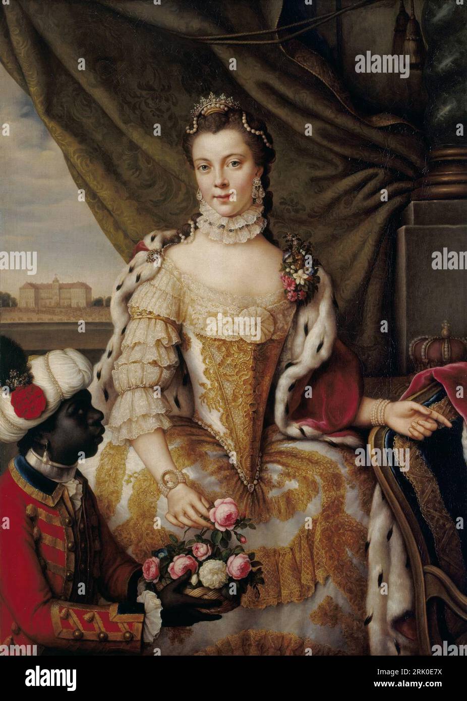 Königin Charlotte (1744–1818) als Prinzessin Sophie Charlotte von Mecklenburg-Strelitz um 1761 von Johann Georg Ziesenis Stockfoto