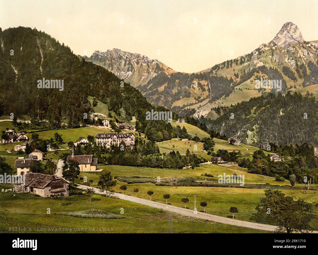 Les Avants und Dent de Jaman, Waadt, Schweiz 1890. Stockfoto
