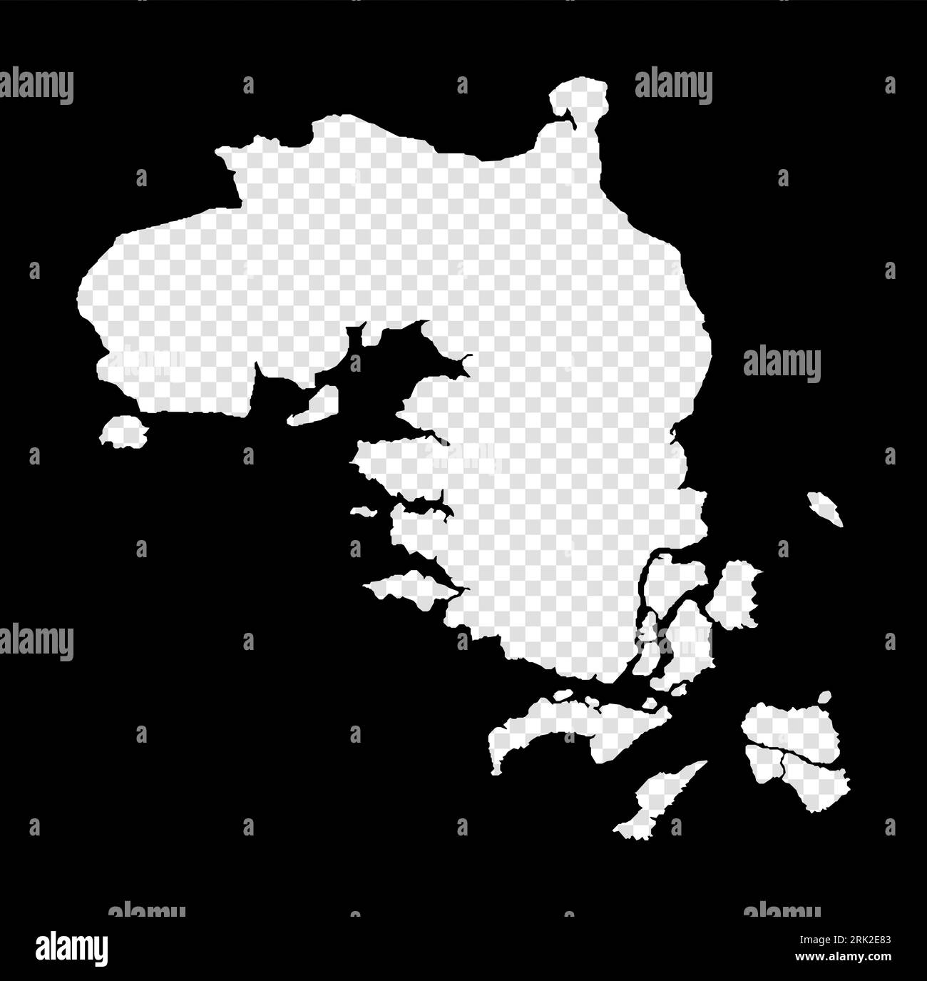 Schablonenkarte von Bintan Island. Einfache und minimal transparente Karte von Bintan Island. Schwarzes Rechteck mit Schnittform des Bereichs. Stilvolle Vektorillustra Stock Vektor