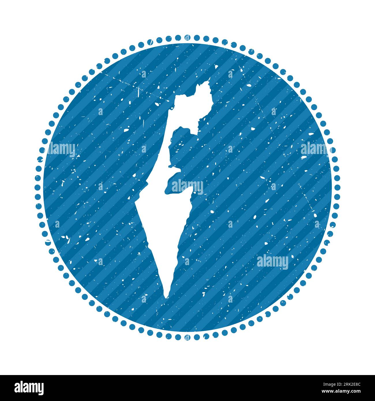 Israel gestreifter Retro-Reiseaufkleber. Abzeichen mit Landkarte, Vektorillustration. Kann als Abzeichen, Logo, Etikett, Aufkleber oder Emblem des verwendet werden Stock Vektor
