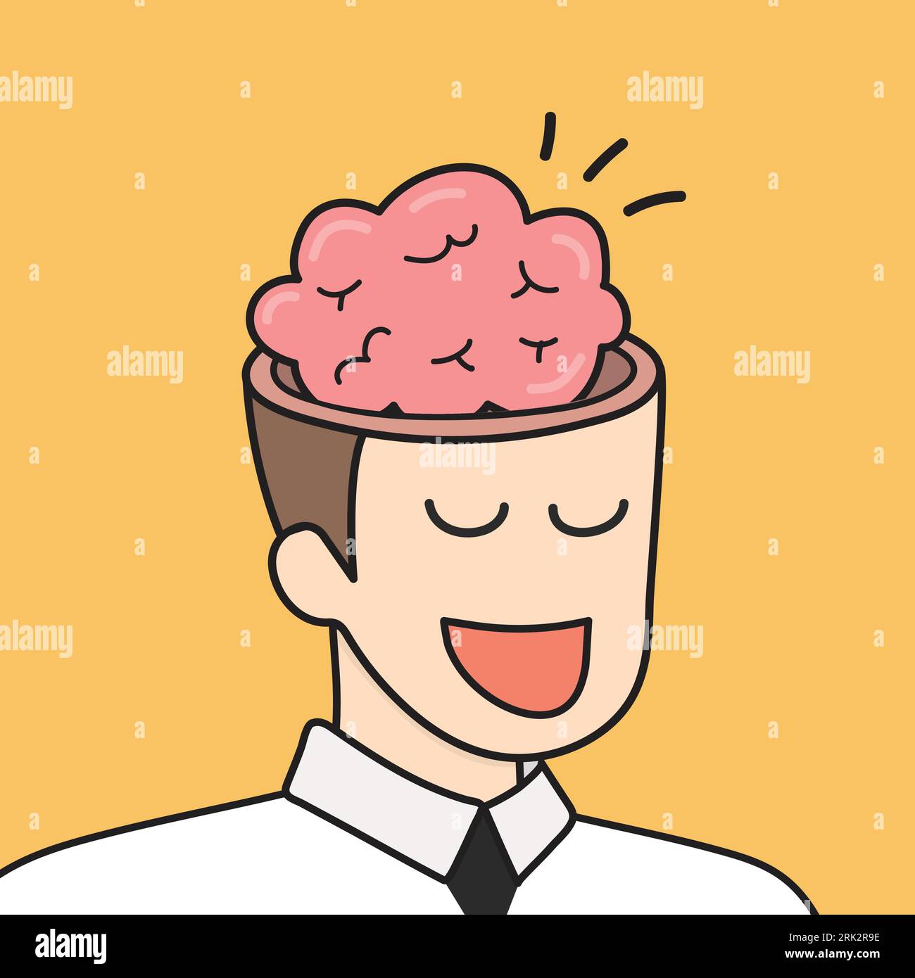 Das Gehirn im Geschäftsmannkopf-Doodle-Stil. Vektorillustration für Geschäftsidee Stock Vektor