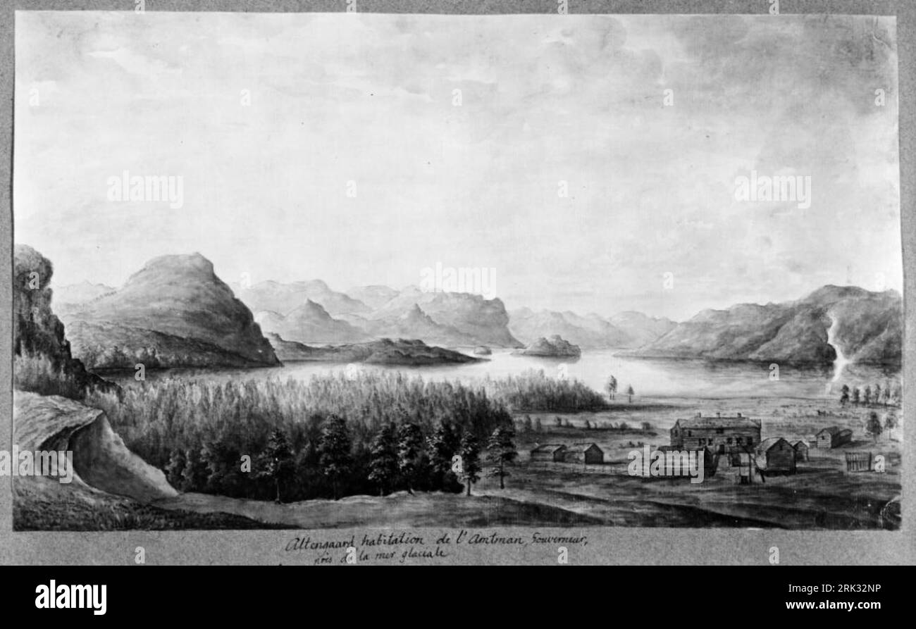 Altengaard, habitation de l'Amtman, Gouverneur près de la mer glaciale von anders Fredrik Skjöldebrand Stockfoto
