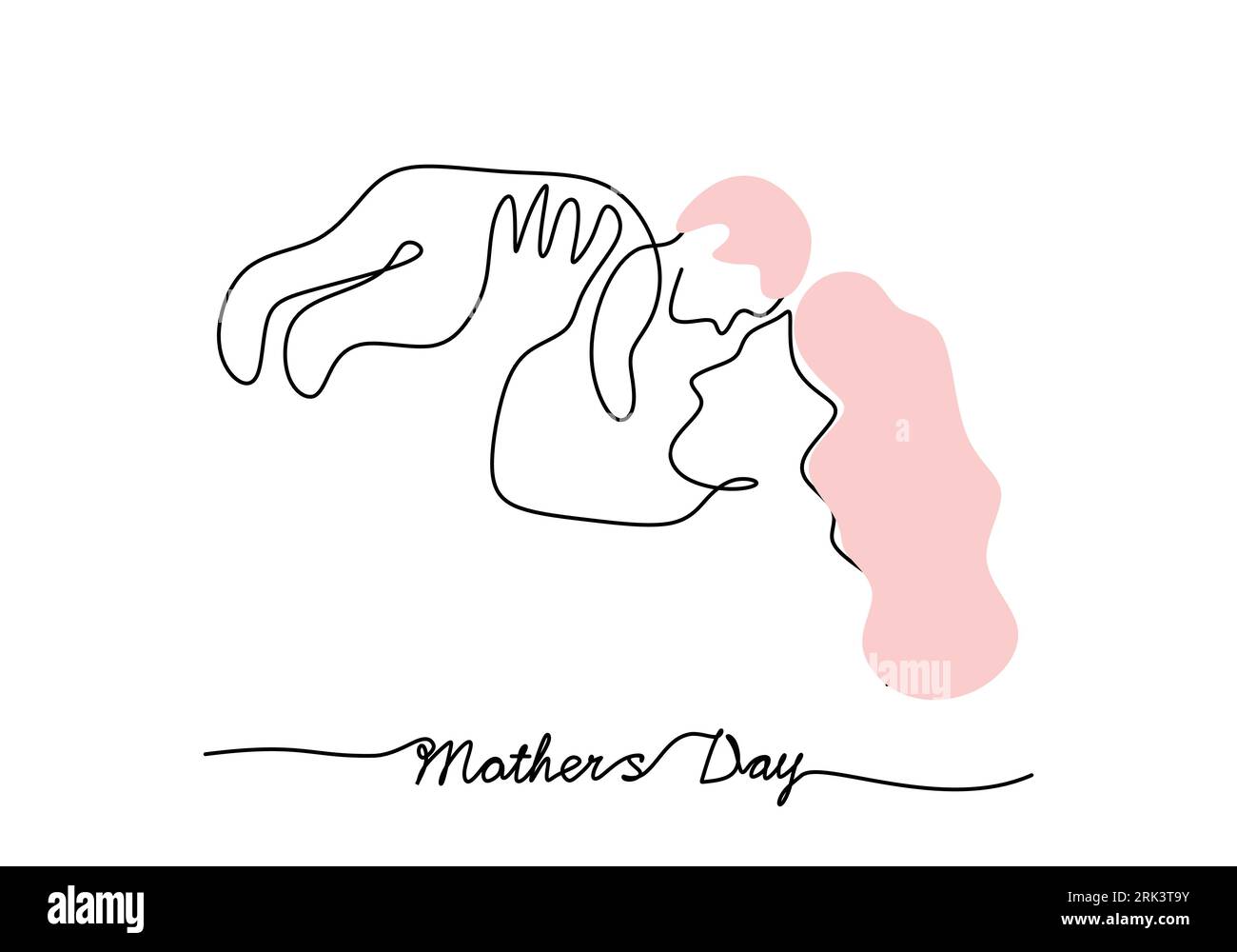 Eine durchgehende einzelne Linie der Mutter trägt ihr Kind für den Muttertag isoliert auf weißem Hintergrund. Stock Vektor