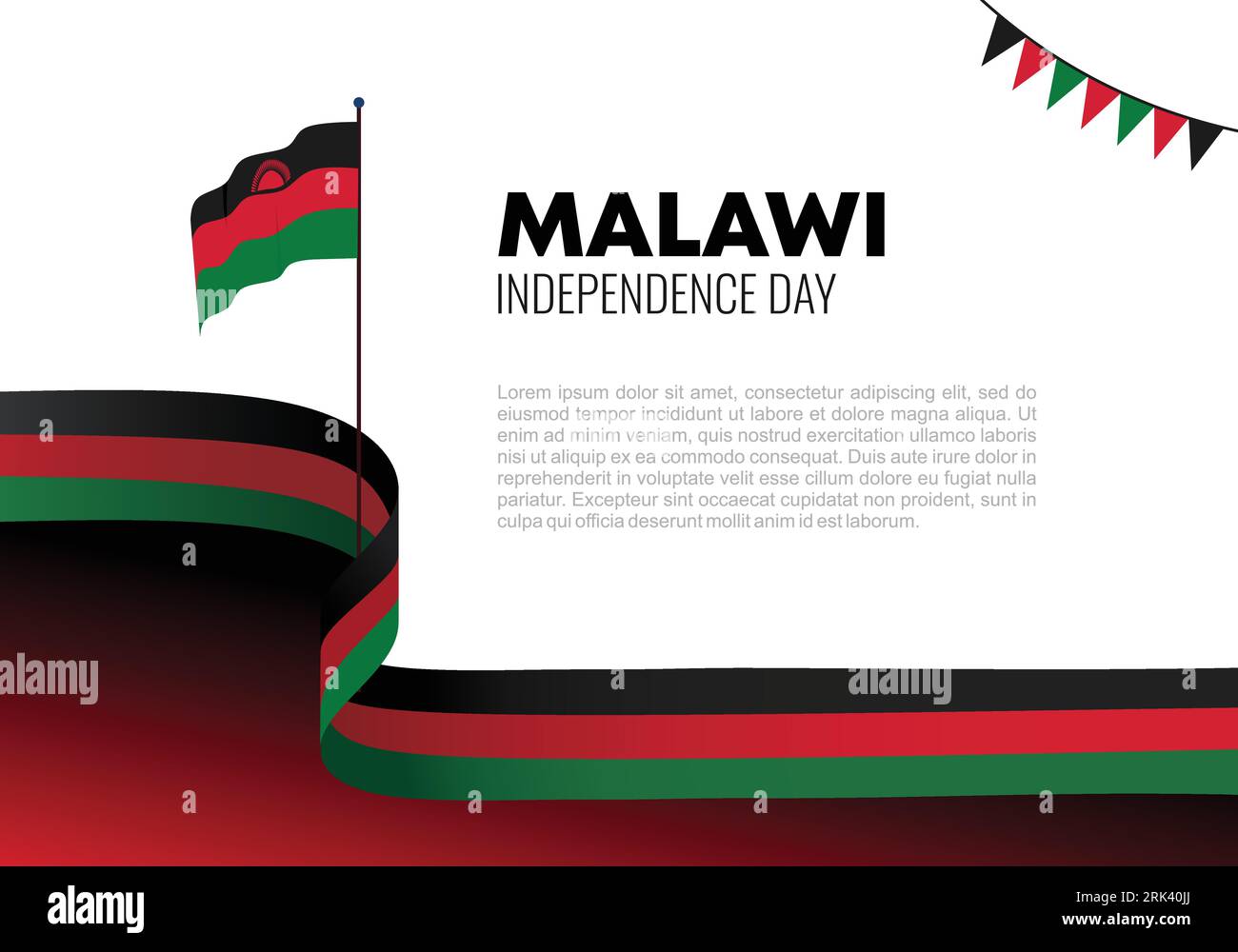 Malawi Independence Day Hintergrund Nationalfeier am 6. Juli. Stock Vektor