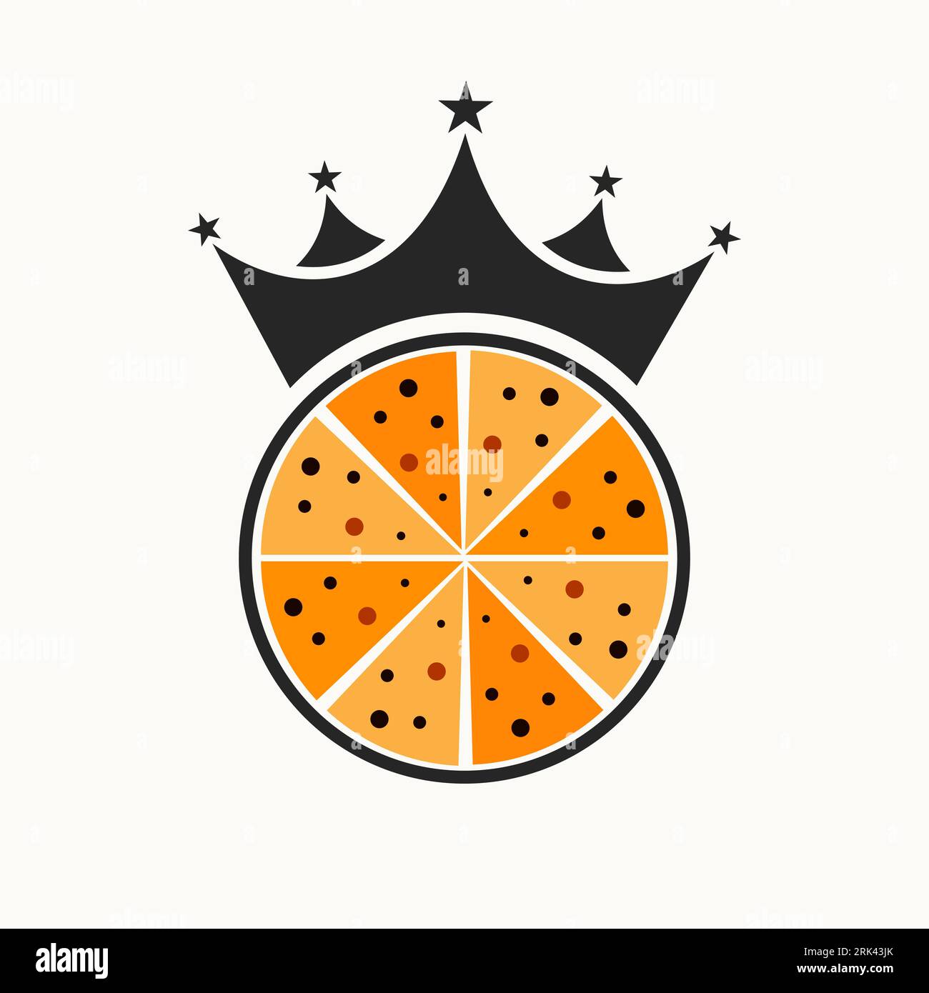 Pizza King Logo Design-Konzept Mit Krone-Symbol Stock Vektor