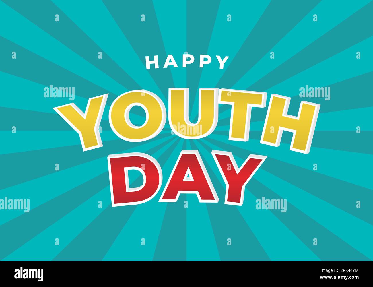 Happy International Youth Day am 12. August. Mit blauem, gelbem, rotem Hintergrund für die handgezeichnete Kampagne. Stock Vektor Happy International Youth Day am 12. August. Mit blauem, gelbem, rotem Hintergrund für die handgezeichnete Kampagne. Stock Vektor