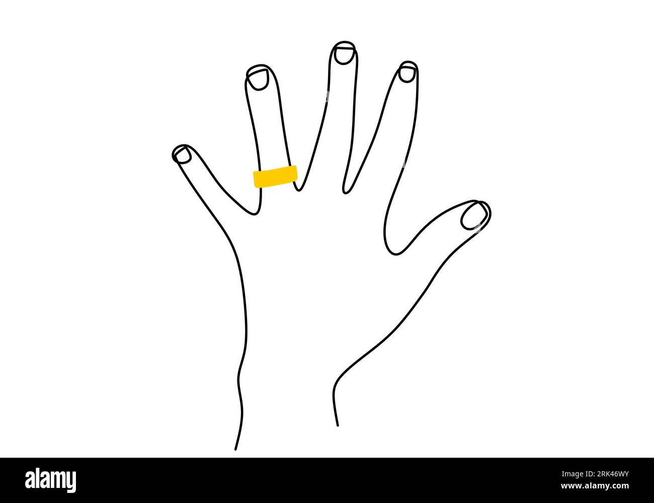 Eine durchgehende einzeilige Handzeichnung des linken Verschleißrings mit isoliertem weißem Hintergrund. Stock Vektor