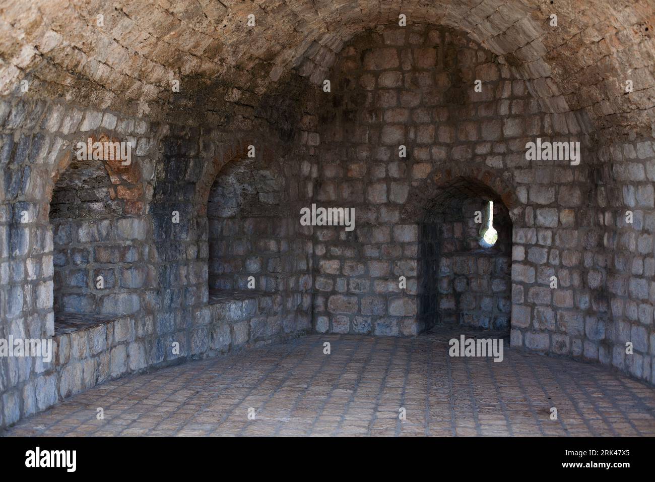 Details mittelalterlicher Festungsmauern und -Strukturen Stockfoto