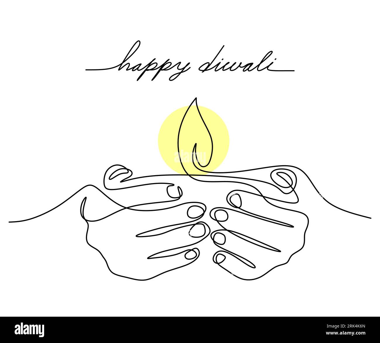 Eine Kerzenzeile auf weißem Hintergrund. Handzeichnung einer durchgehenden Linie. Stock Vektor