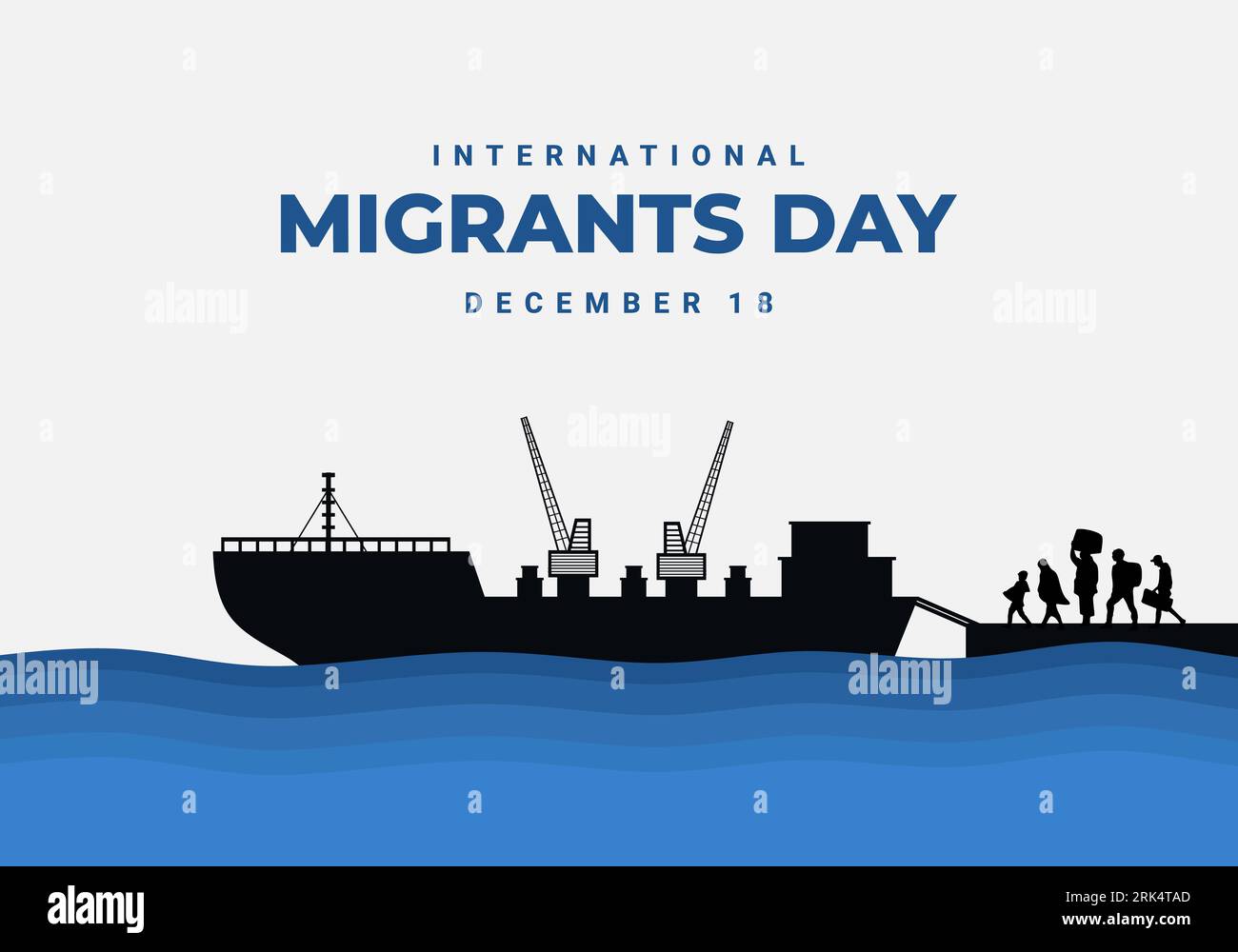 Hintergrund des internationalen Migrantentages am 18. dezember. Stock Vektor