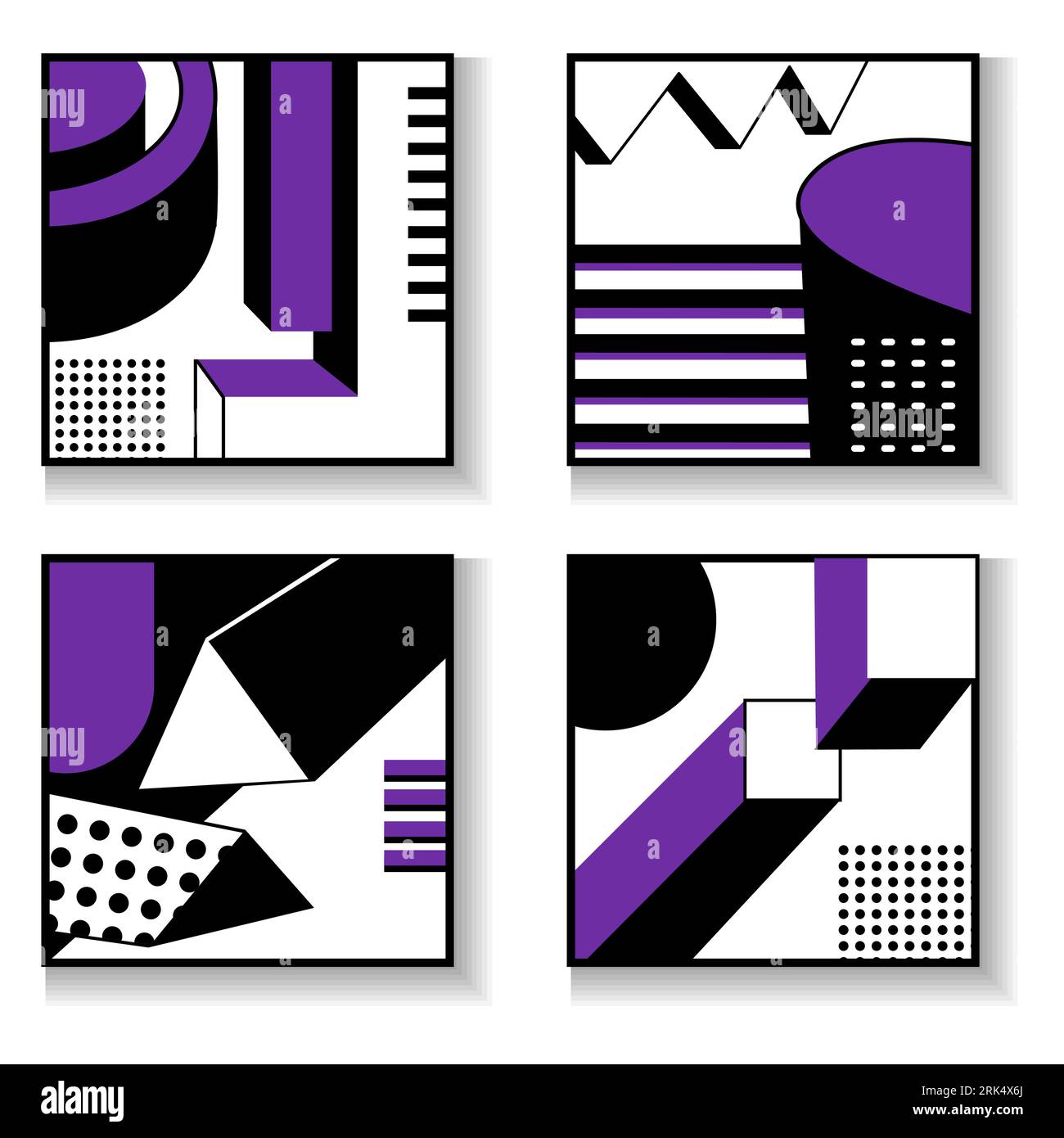 Four Punchy seamless pattern set isolated on white background. Stock Vektor