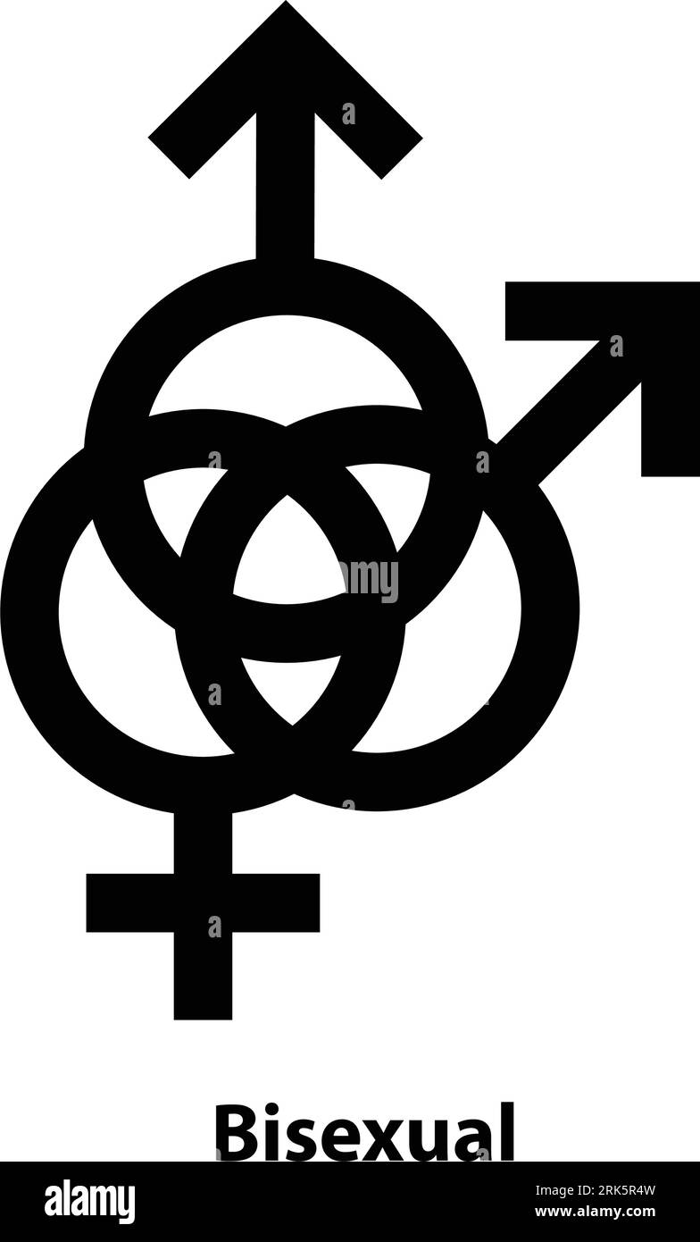Symbol für bisexuelles Symbol. Symbol Geschlecht. Vektorzeichen isoliert auf einer weißen Hintergrundillustration für Grafik- und Webdesign. Stock Vektor