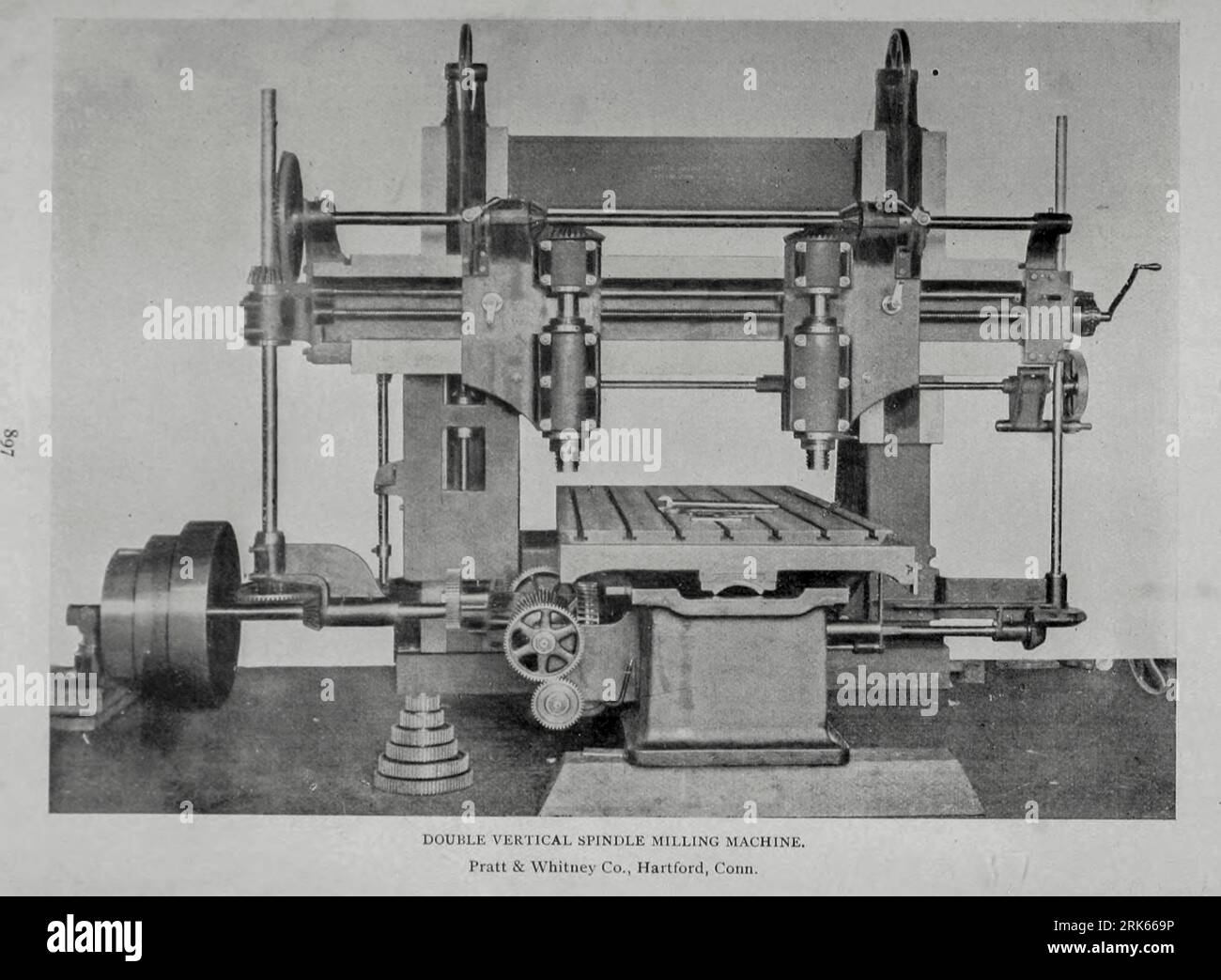 Doppelte Vertikale Spindelfräsmaschine Pratt & Whitney Co. Hartford, Connecticut. Aus dem Artikel MODERNE MASCHINENBAUÖKONOMIE. Von Horace L. Arnold. Aus dem Engineering Magazine, das DEM INDUSTRIELLEN FORTSCHRITT GEWIDMET IST Band XI Oktober 1896 NEW YORK, dem Engineering Magazine Co Stockfoto