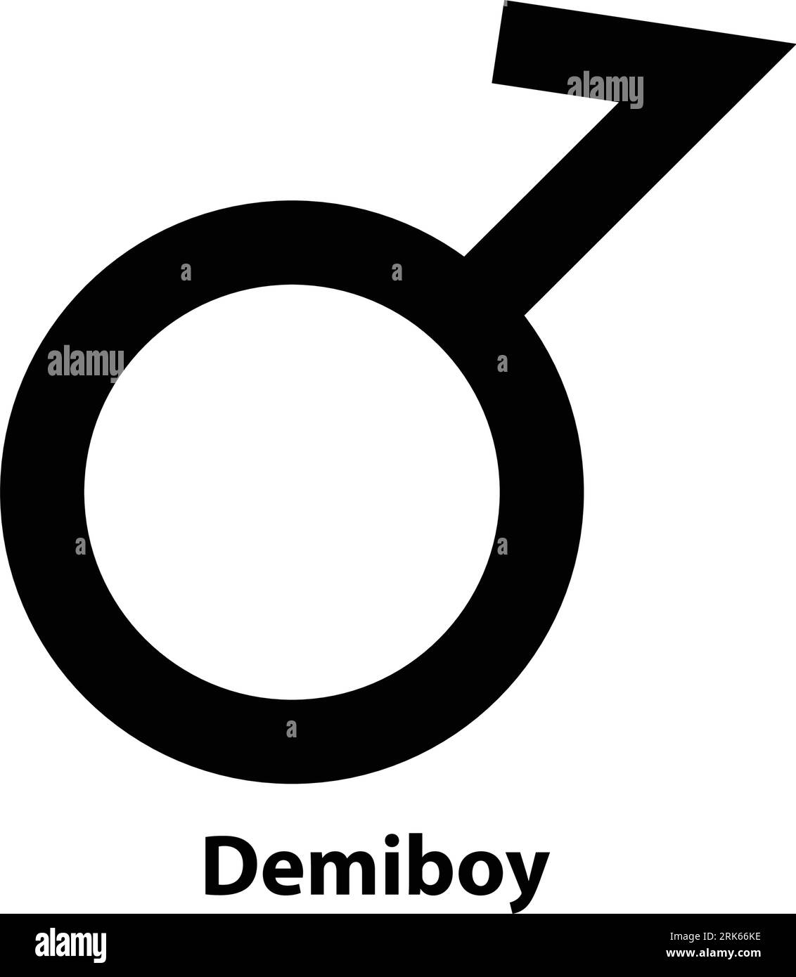 Demiboy-Symbol. Symbol Geschlecht. Vektorzeichen isoliert auf einer weißen Hintergrundillustration für Grafik- und Webdesign. Stock Vektor
