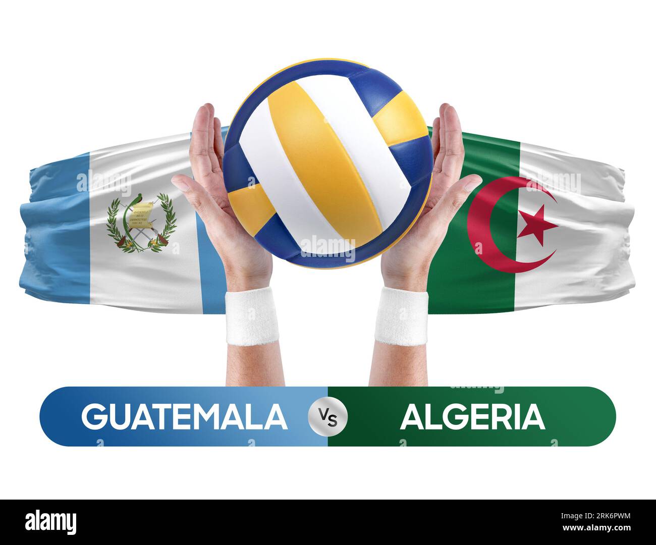 Guatemala vs Algerien Nationalmannschaften Volleyball Volleyball Ball Match Competition Konzept. Stockfoto