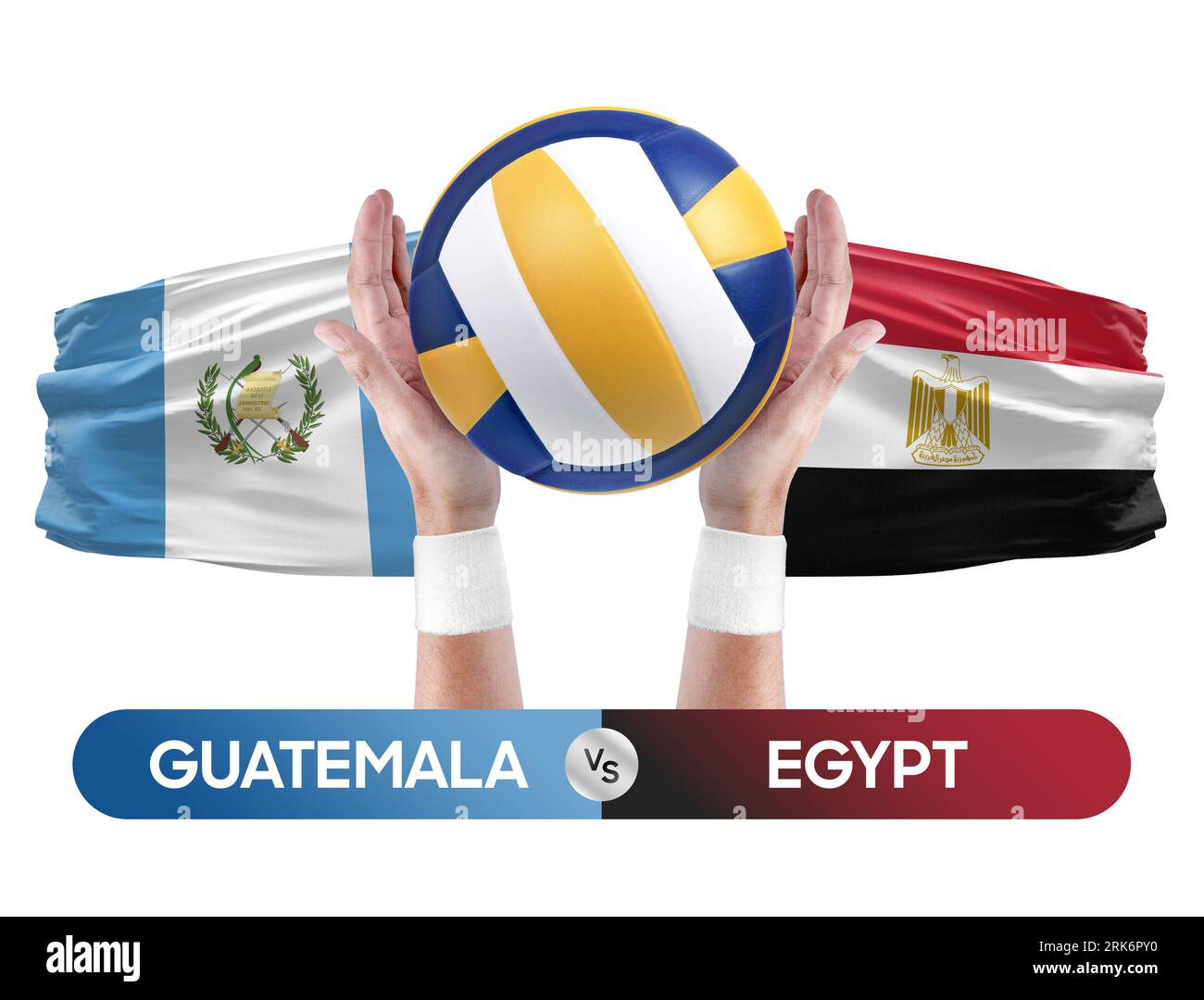 Guatemala vs Ägypten Nationalmannschaften Volleyball Volleyball-Ball-Match Wettbewerbskonzept. Stockfoto