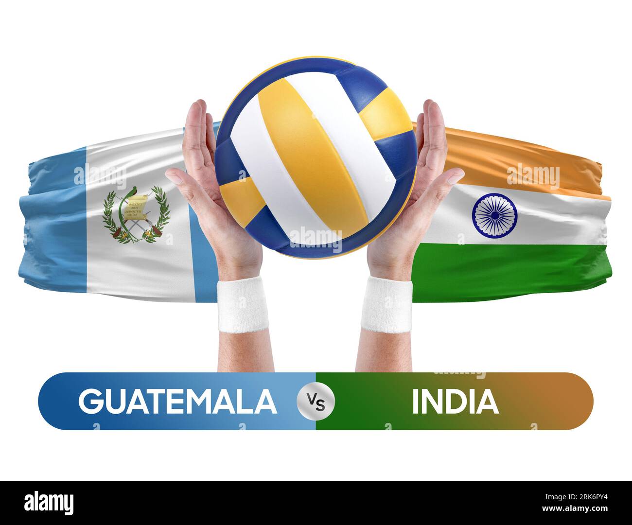 Guatemala vs Indien Nationalmannschaften Volleyball Volleyball Ball Match Competition Konzept. Stockfoto