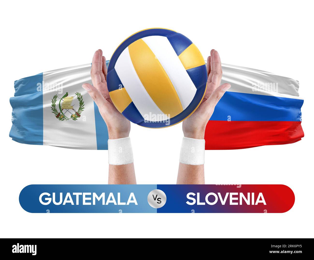 Guatemala vs Slowenien Nationalmannschaften Volleyball Volleyball Ball Match Competition Konzept. Stockfoto