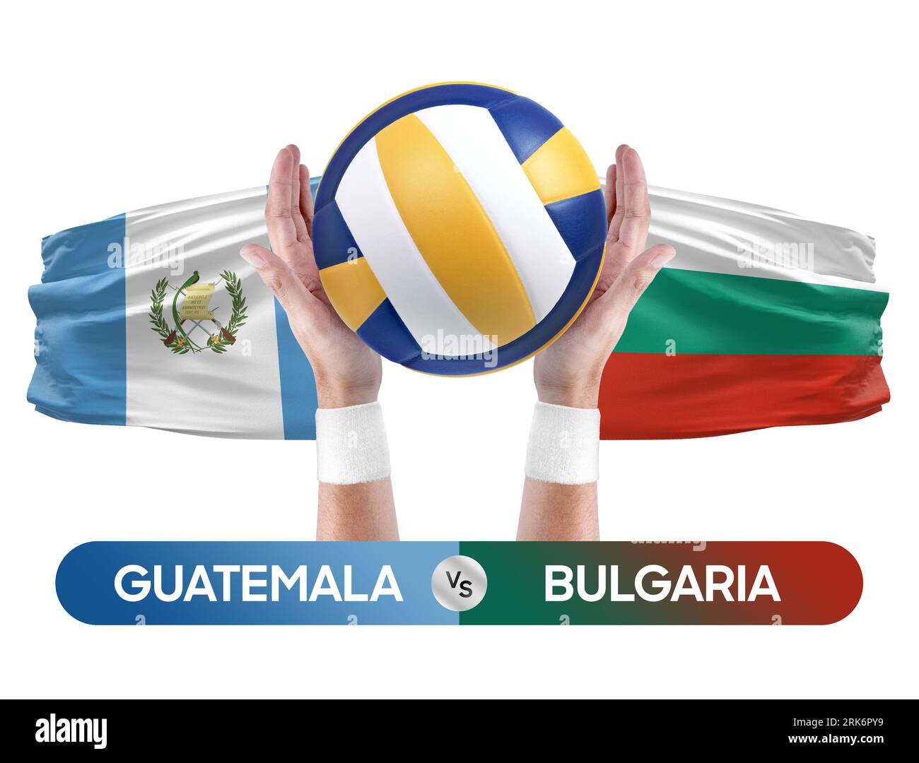 Guatemala vs Bulgarien Nationalmannschaften Volleyball Volleyball Ball Match Competition Konzept. Stockfoto