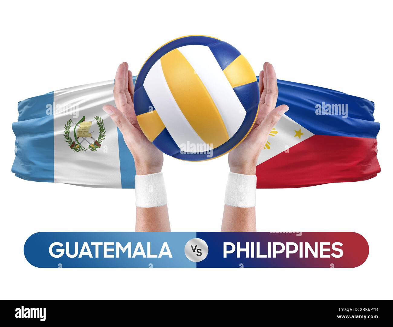 Guatemala vs Philippinen Nationalmannschaften Volleyball Volleyball Ball Match Competition Konzept. Stockfoto