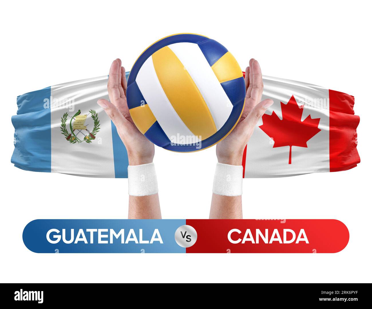Guatemala vs. Kanada Nationalmannschaften Volleyball Volleyball Ball Match Competition Konzept. Stockfoto
