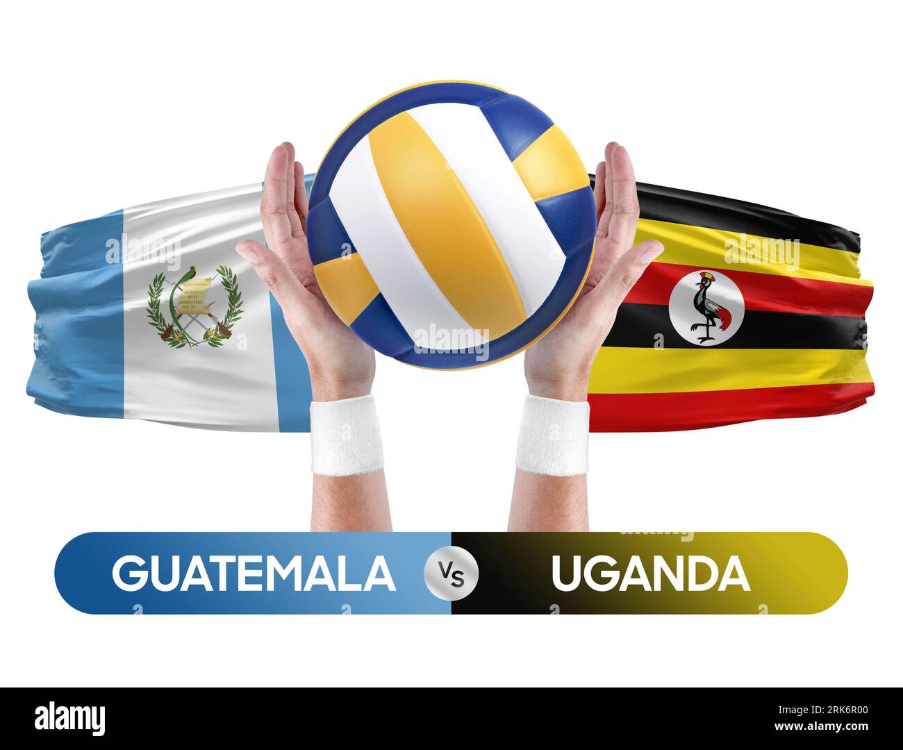 Guatemala vs Uganda Nationalmannschaften Volleyball Volleyball Ball Match Competition Konzept. Stockfoto