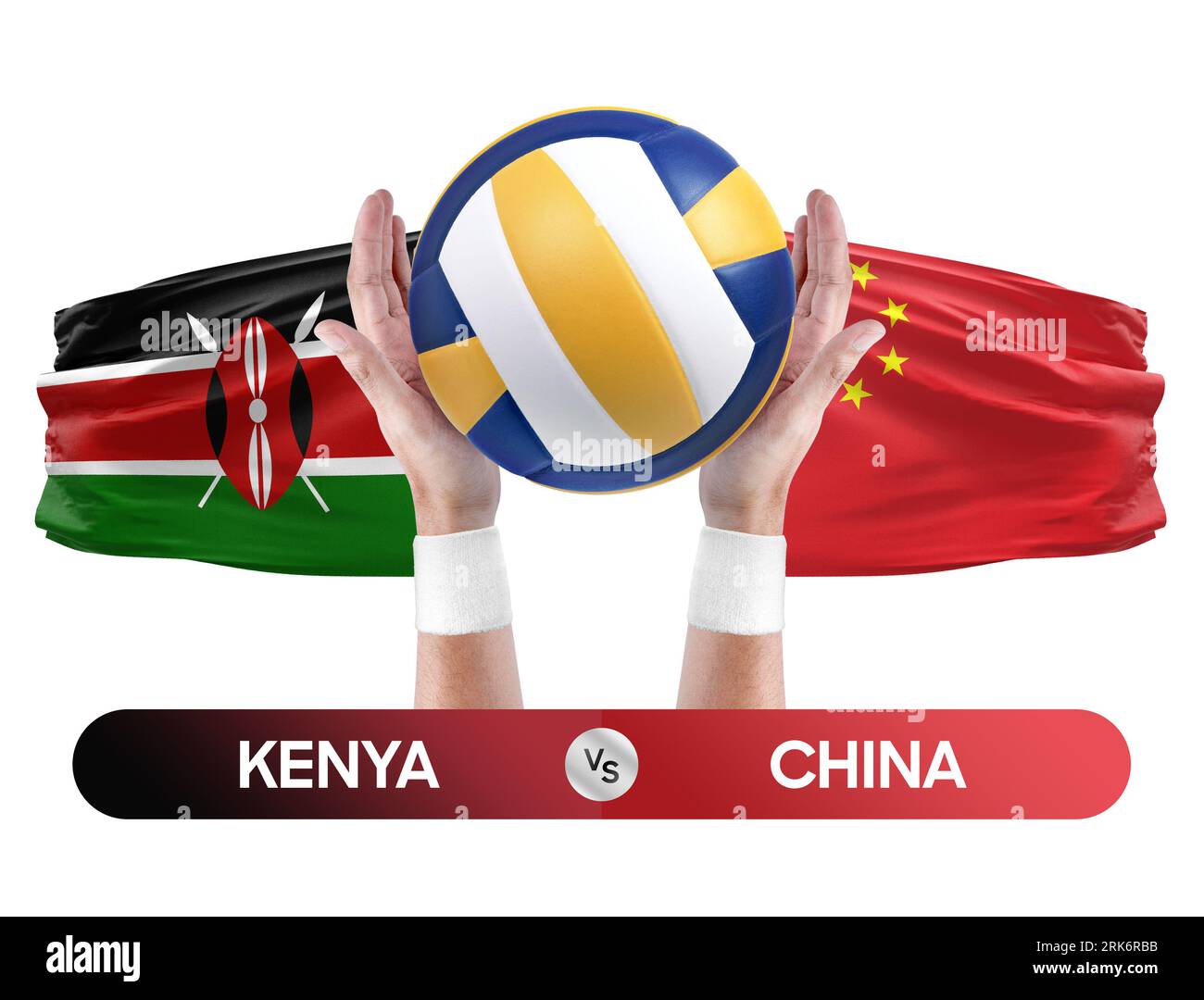 Kenia gegen China Nationalmannschaften Volleyball Volleyball Volleyball Match Competition Concept. Stockfoto