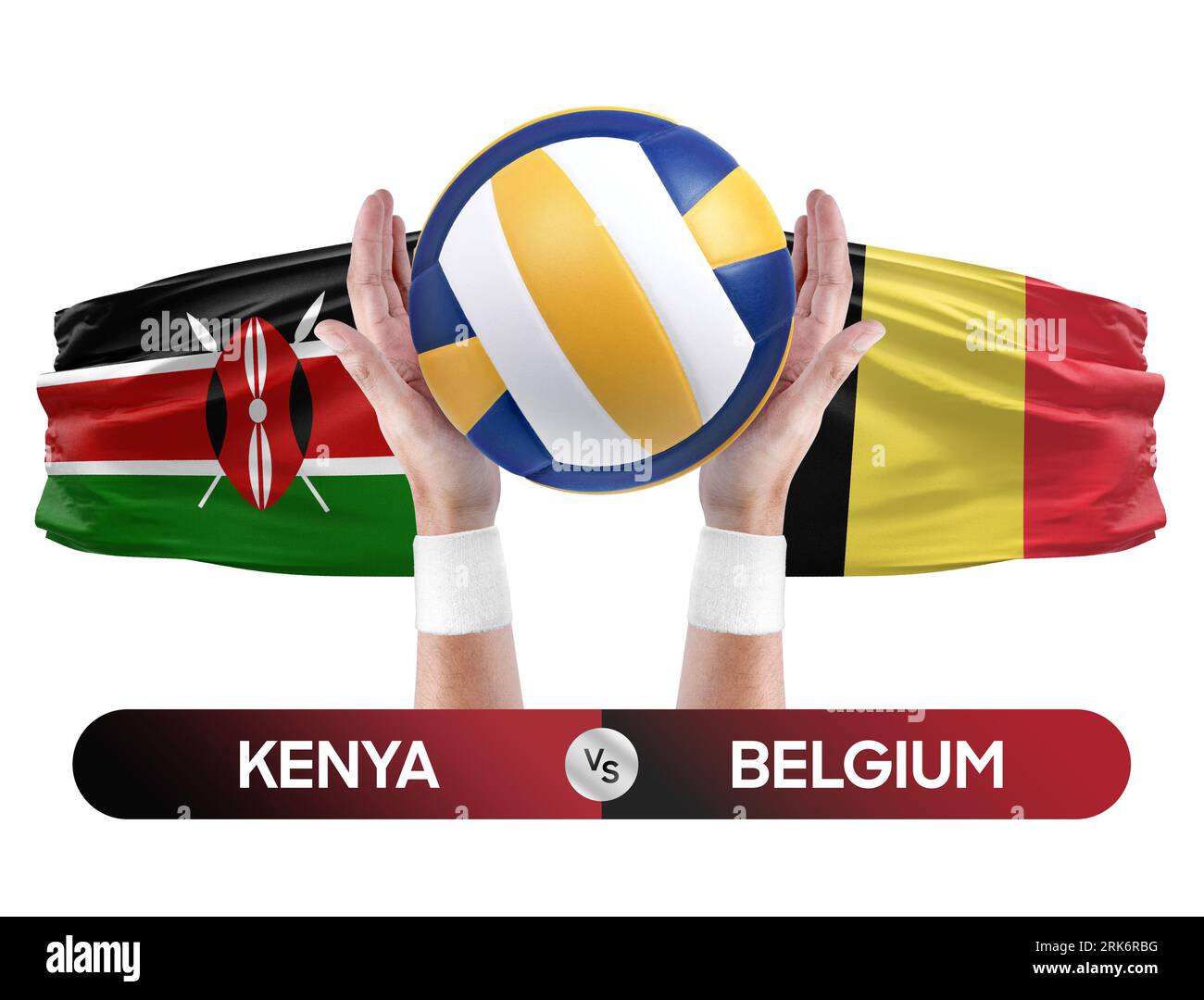 Kenia gegen Belgien Nationalmannschaften Volleyball Volleyball Volleyball Match Competition Concept. Stockfoto