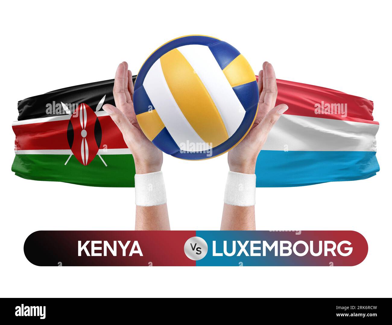 Kenia gegen Luxemburg Nationalmannschaften Volleyball Volleyball-Volleyball-Spiel-Wettkampf-Konzept. Stockfoto