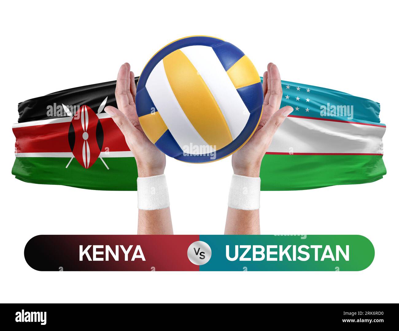 Kenia gegen Usbekistan Nationalmannschaften Volleyballspiel Konzept. Stockfoto