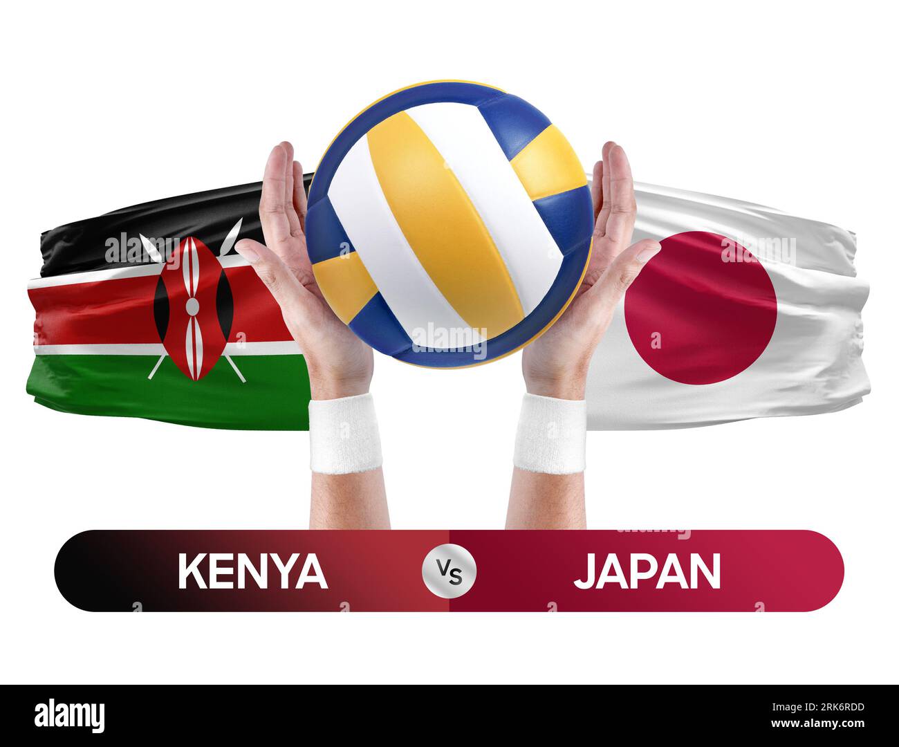 Kenia gegen Japan Nationalmannschaften Volleyball Volleyball Volleyball Match Competition Concept. Stockfoto