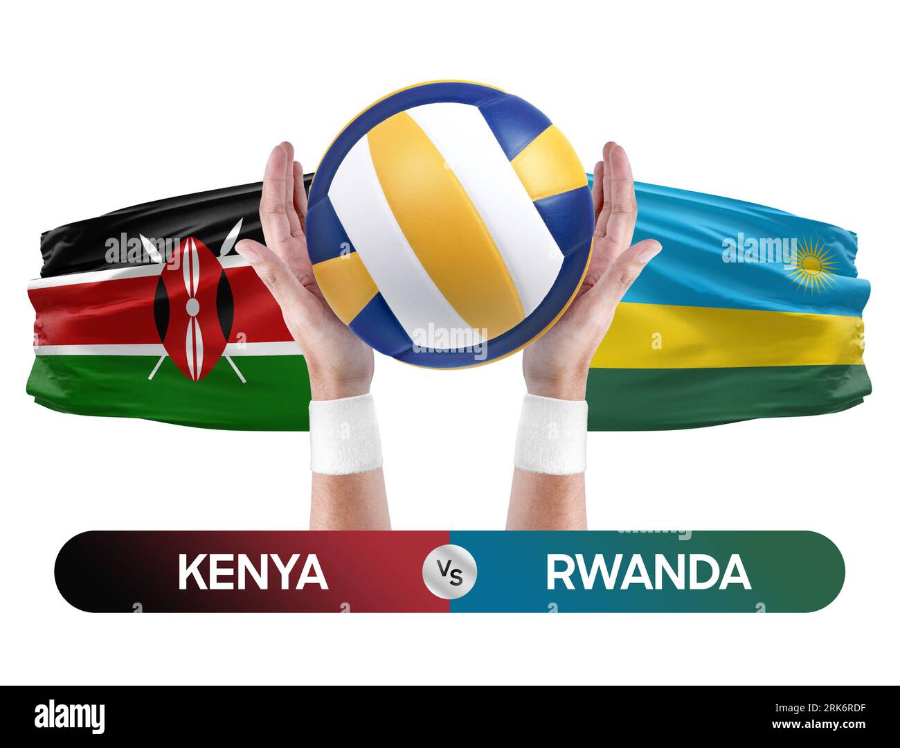 Kenia gegen Ruanda Nationalmannschaften Volleyball Volleyball-Ball-Match-Konzept. Stockfoto