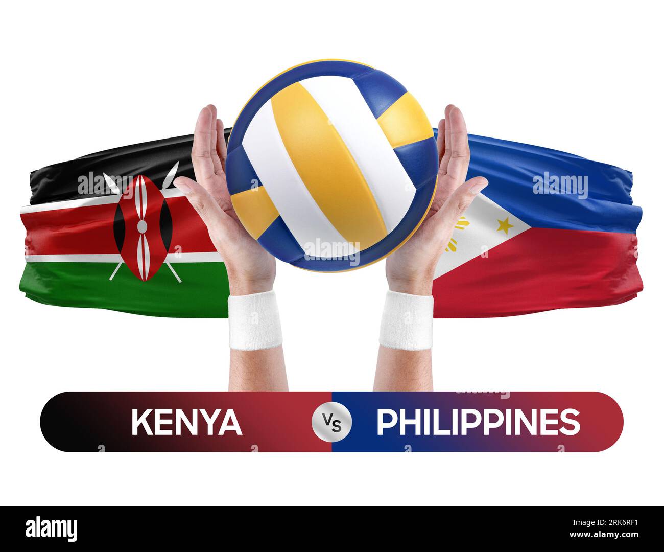 Kenia gegen Philippinen Nationalmannschaften Volleyball Volleyball-Ball-Match-Konzept. Stockfoto