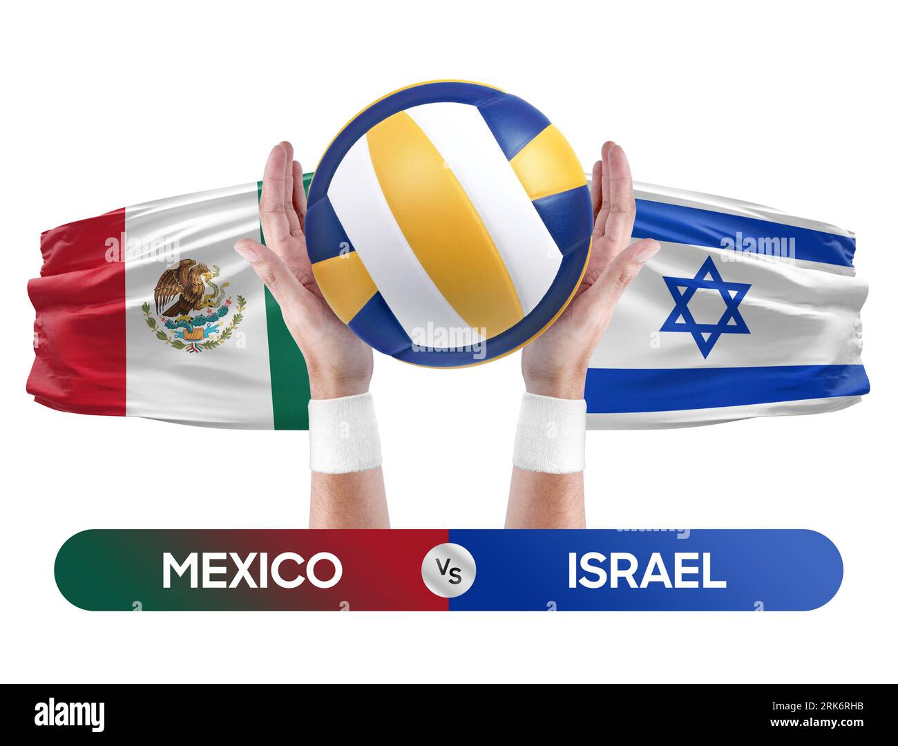 Mexiko gegen Israel Nationalmannschaften Volleyballspiel Konzept. Stockfoto