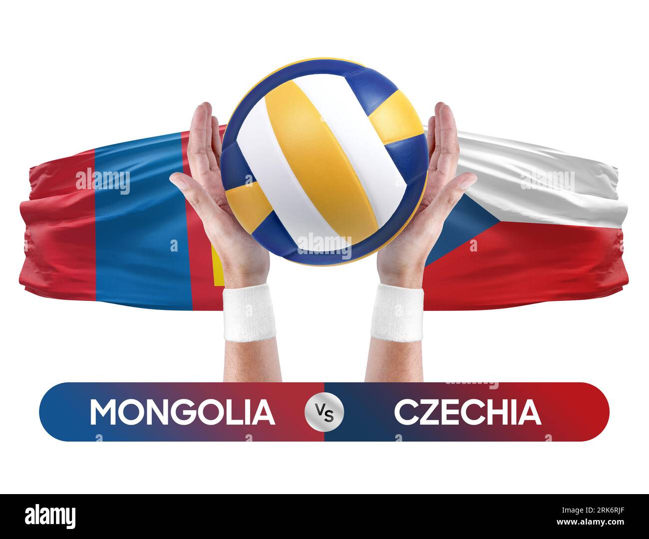 Mongolei gegen Tschechien Nationalmannschaften Volleyball Volleyball-Ball-Match-Konzept. Stockfoto