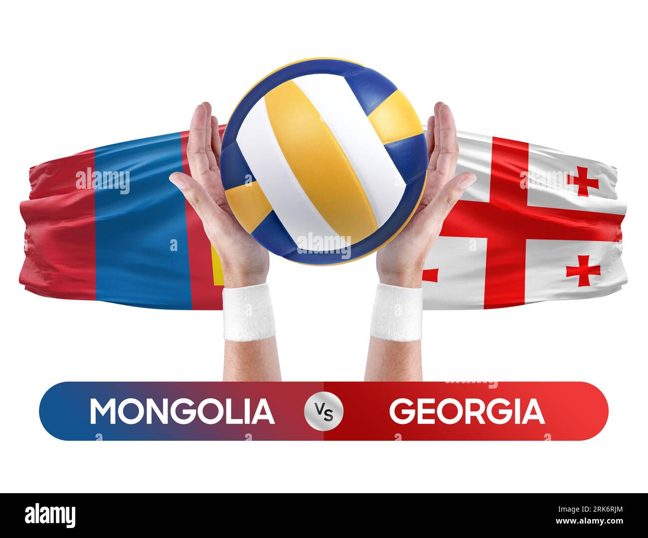 Mongolei vs Georgia Nationalmannschaften Volleyball Volleyball Ball Match Competition Konzept. Stockfoto