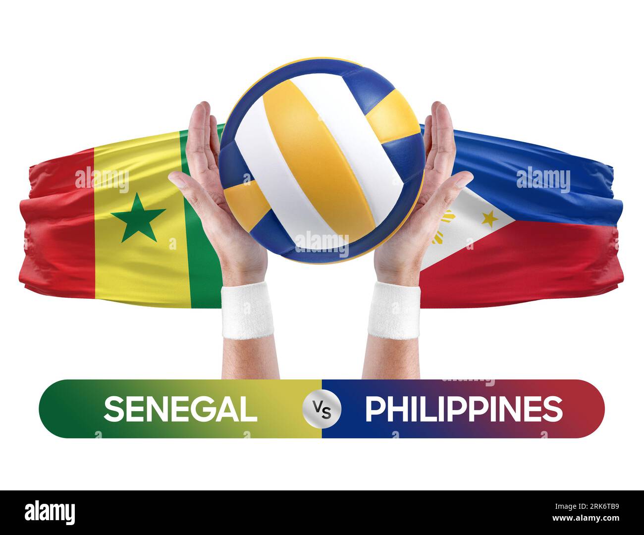 Senegal vs Philippinen Nationalmannschaften Volleyball Volleyball Ball Match Competition Konzept. Stockfoto