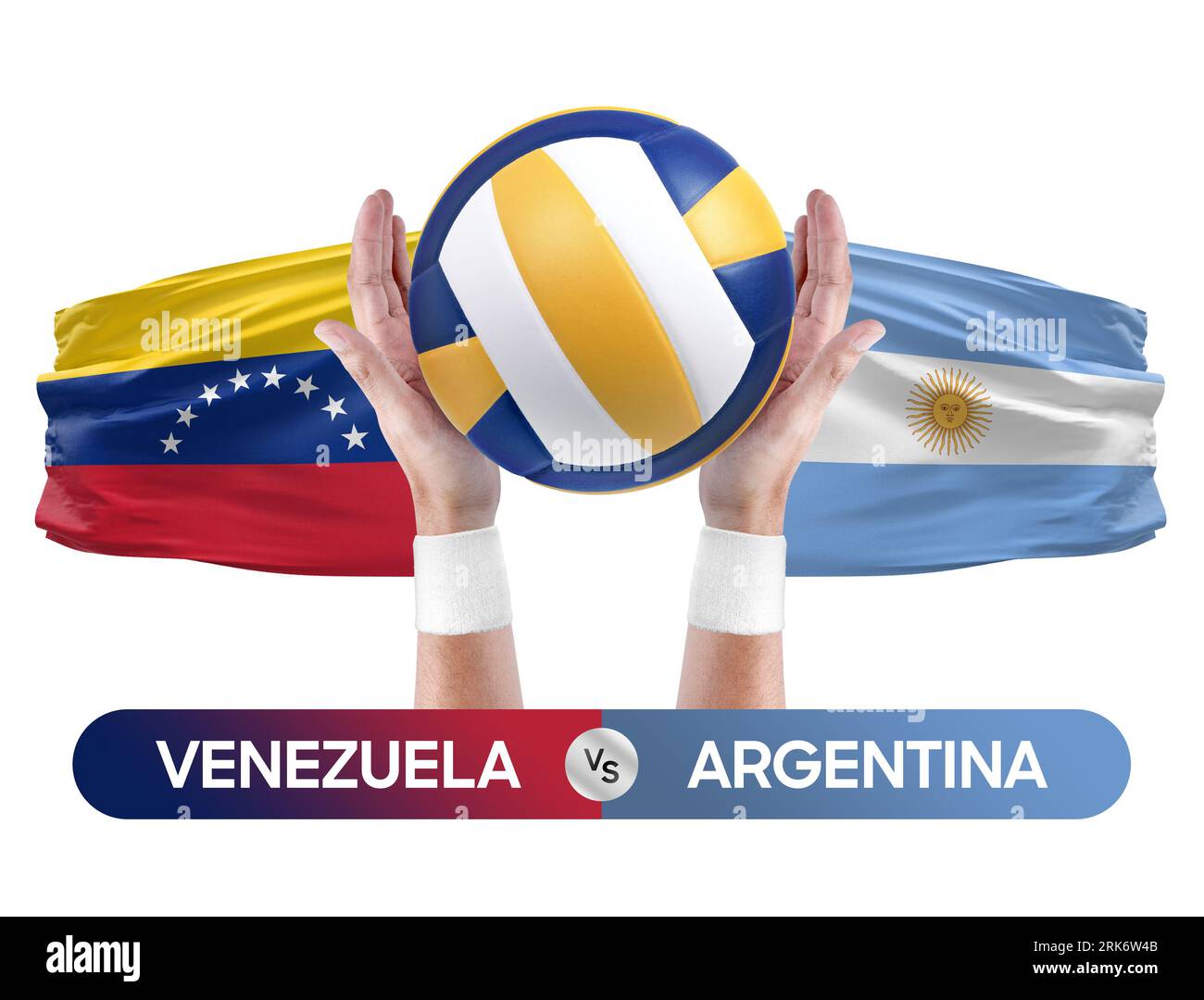 Venezuela gegen Argentinien Nationalmannschaften Volleyball Volleyball Volleyball Match Competition Concept. Stockfoto