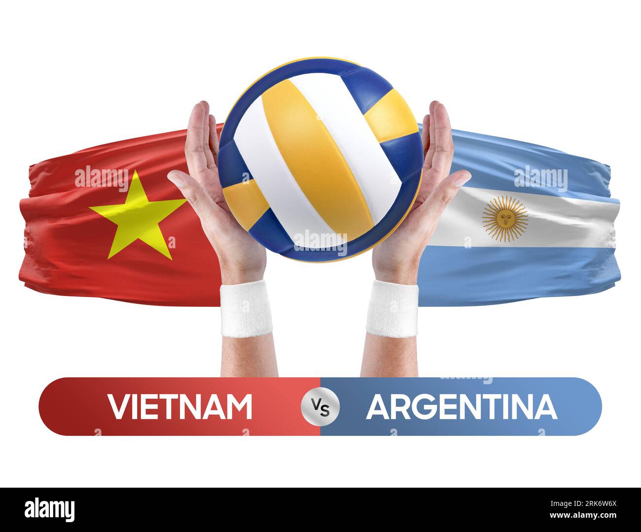 Vietnam gegen Argentinien Nationalmannschaften Volleyball Volleyball Volleyball Match Competition Concept. Stockfoto