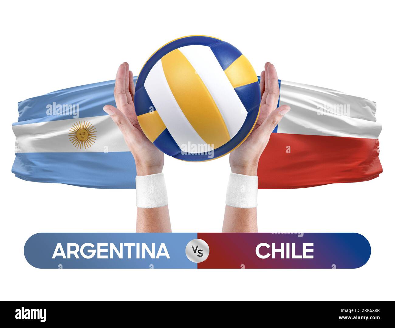 Argentinien gegen Chile Nationalmannschaften Volleyball Volleyball Volleyball Match Competition Concept. Stockfoto