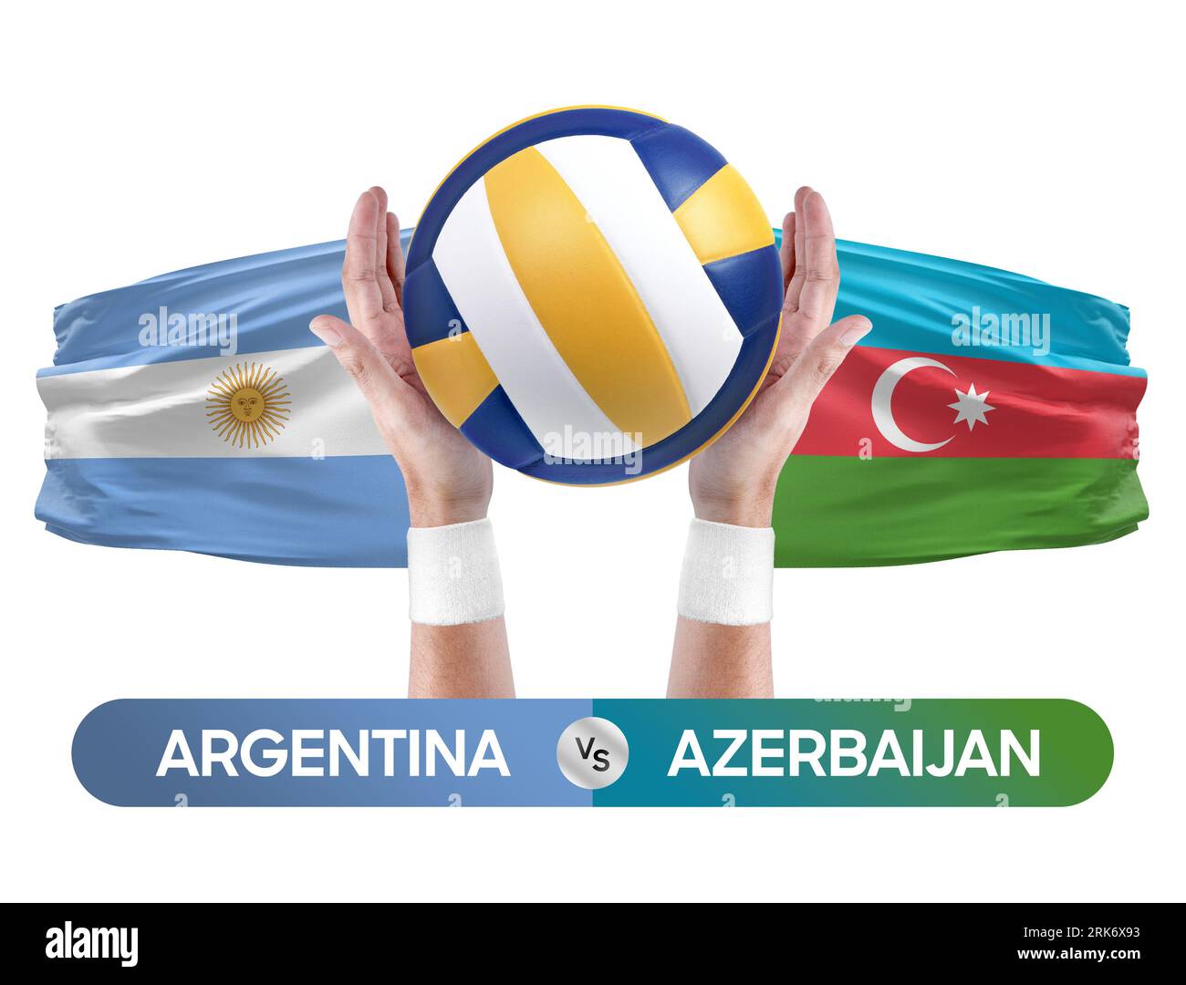 Argentinien gegen Aserbaidschan Nationalmannschaften Volleyballspiel Konzept. Stockfoto