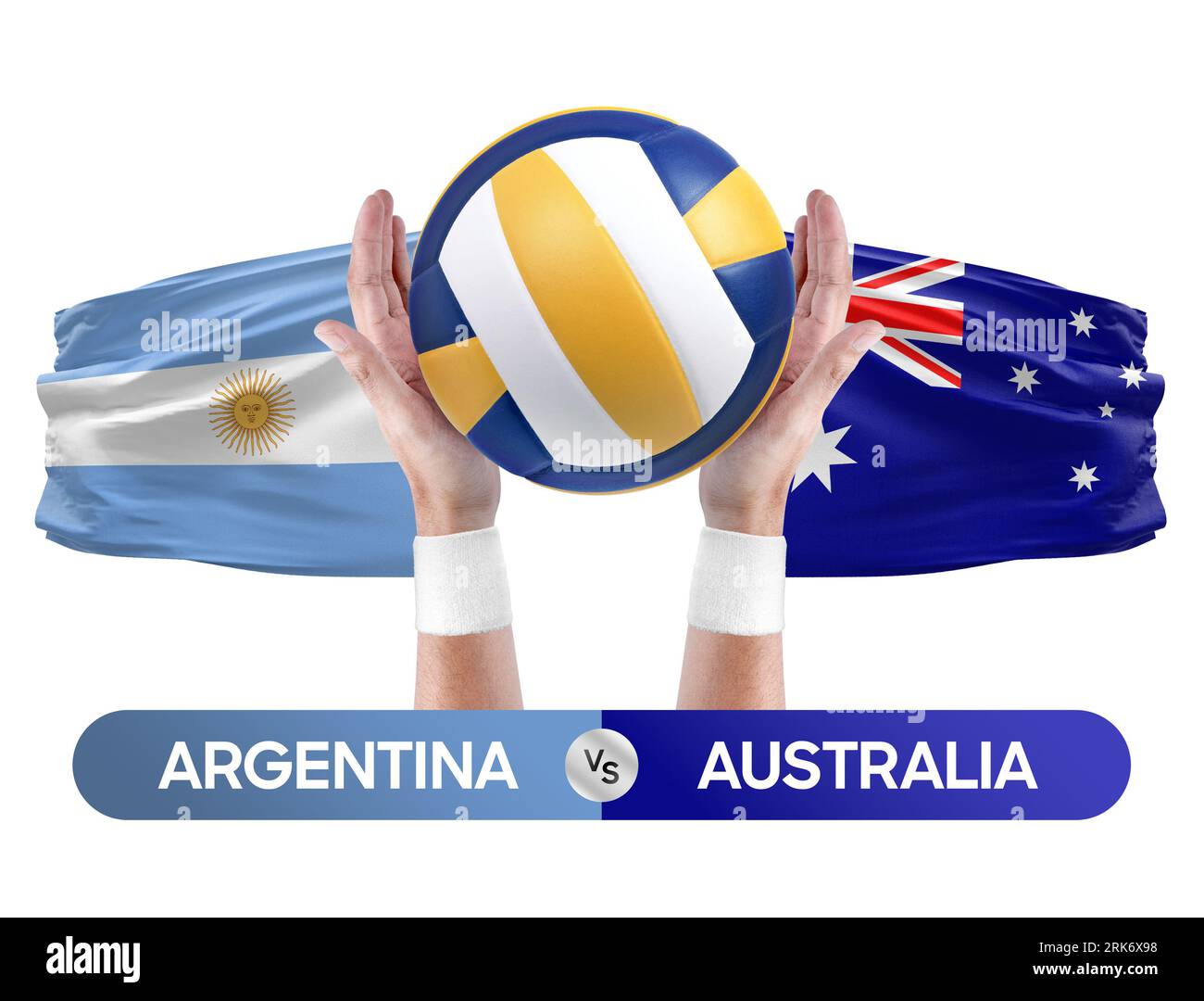 Argentinien gegen Australien Nationalmannschaften Volleyball Volleyball Volleyball Match Competition Concept. Stockfoto