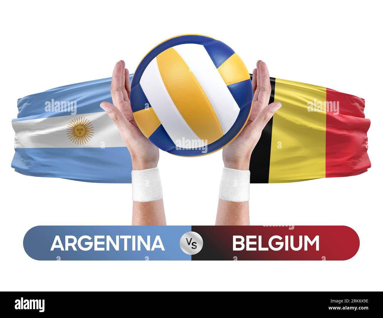 Argentinien gegen Belgien Nationalmannschaften Volleyball Volleyball Volleyball Match Competition Concept. Stockfoto
