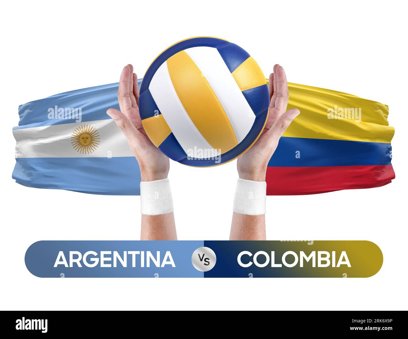 Argentinien gegen Kolumbien Nationalmannschaften Volleyball Volleyball-Ball-Match-Konzept. Stockfoto