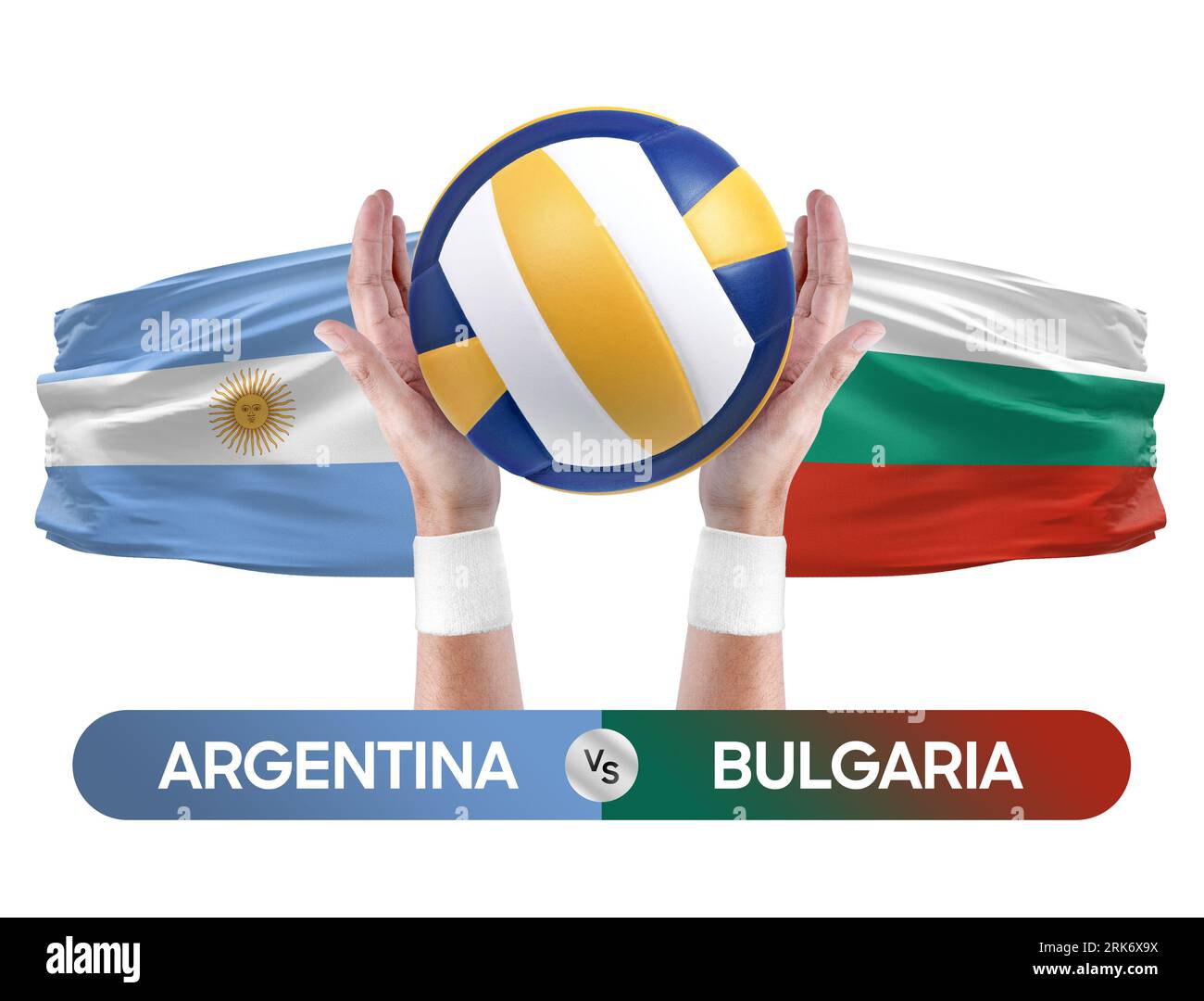 Argentinien gegen Bulgarien Nationalmannschaften Volleyball Volleyball Volleyball Match Competition Concept. Stockfoto
