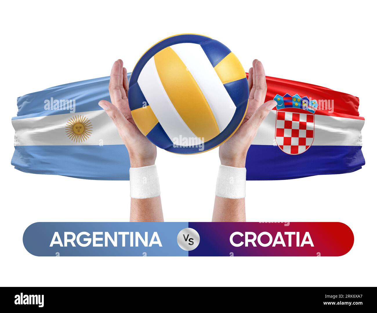 Argentinien gegen Kroatien Nationalmannschaften Volleyball Volleyball Volleyball Match Competition Concept. Stockfoto