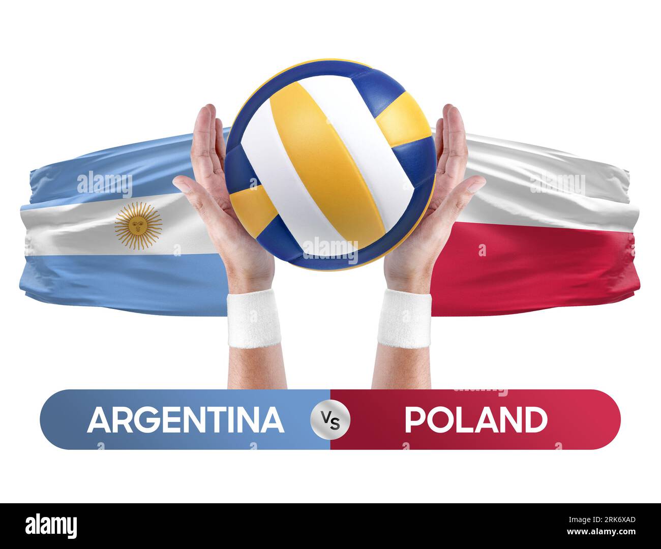 Argentinien gegen Polen Nationalmannschaften Volleyball Volleyball Volleyball Match Competition Concept. Stockfoto